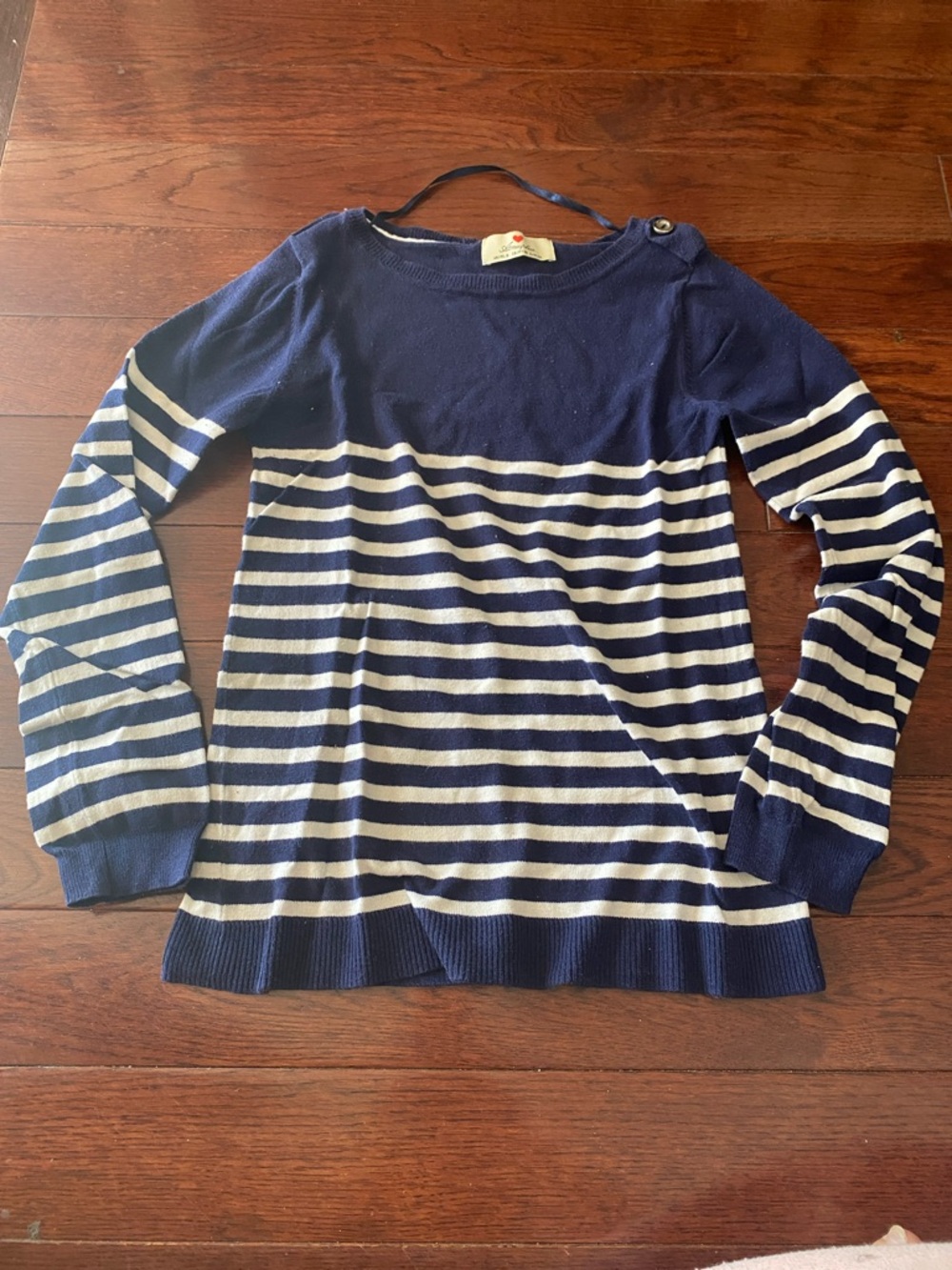 Atmosphere Navy and White Striped Crewneck Sweater